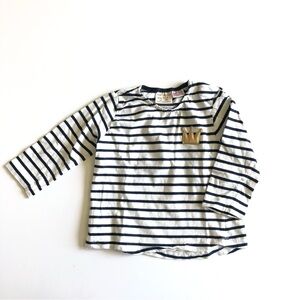 ZARA Navy Blue Stripe Cotton Long Sleeve
